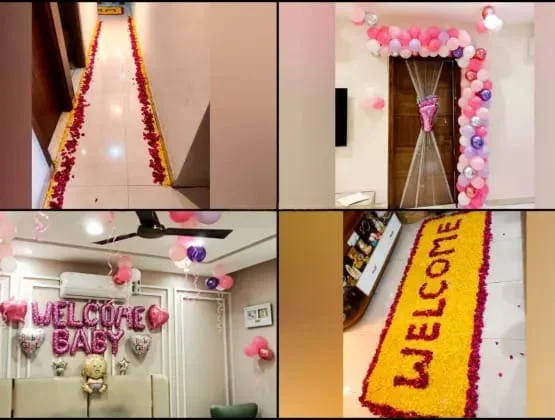 balloon decoration Baby Girl Welcome with Flower